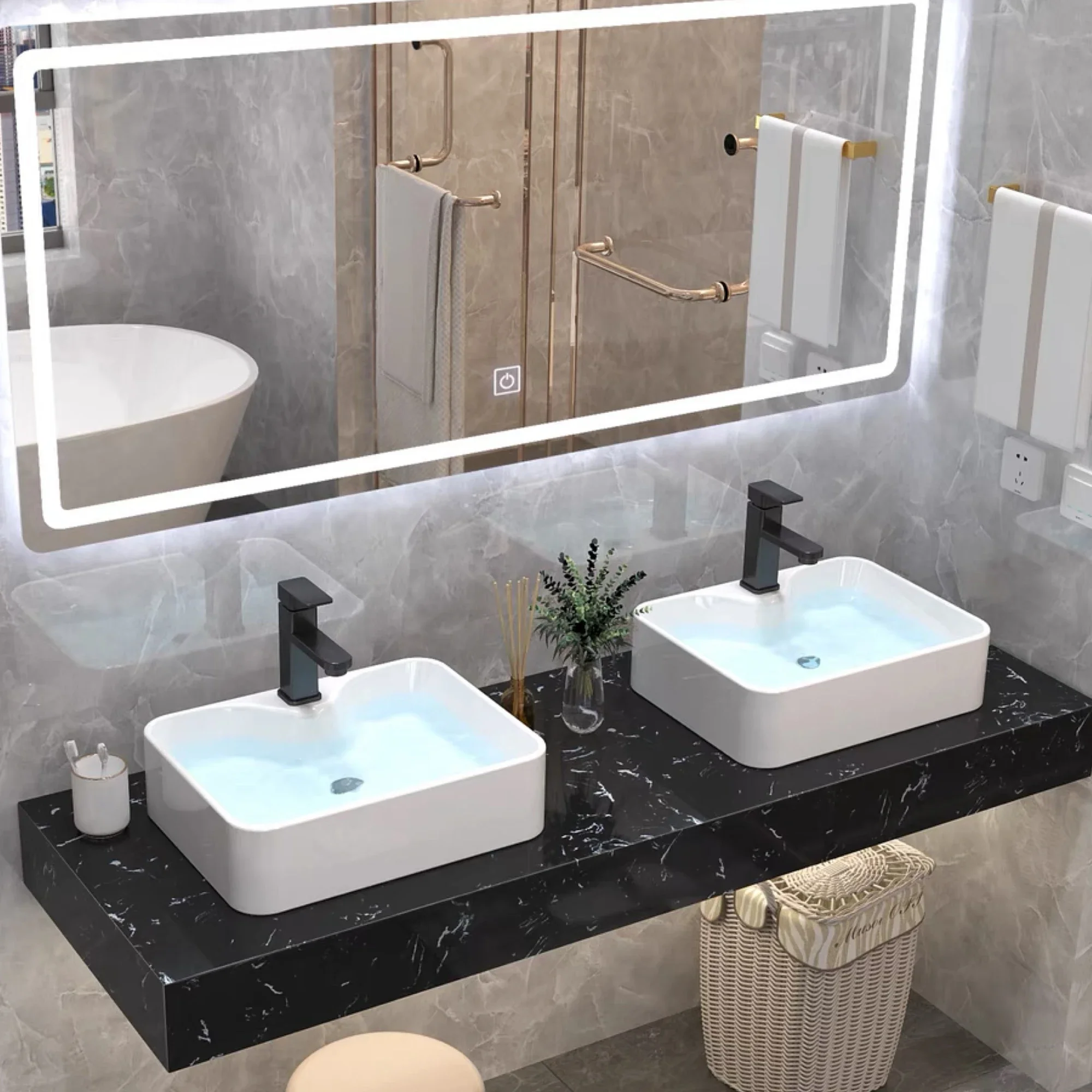 

Marble Washbasin Wall-Mounted Simple Bathroom Inter-Platform Basin Home Bathroom Balcony Washstand