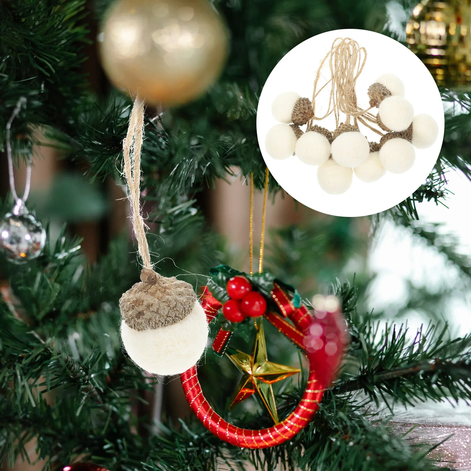 White Felt Pinecone Christmas Ornaments - 10 Piece Holiday Set 5 S375a75a2aa9941a68d5dc2983e5d9bf1m