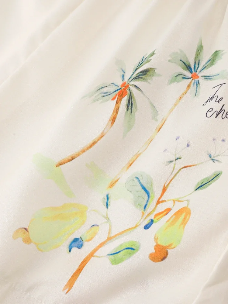 Ensemble 2 pièces imprimé plantes, fleurs, oiseaux, pour femme, tenue de vacances, manches courtes, boutonnée, col en v, top imbibé, short taille haute 4