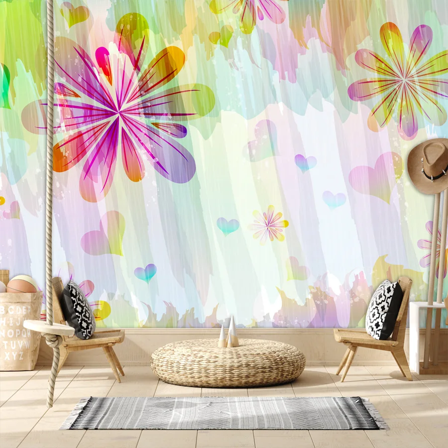 

Custom Self Adhesive Wallpapers Accept for Bedroom Walls Decoration Cartoon Flower 3d Wallpaper Contact Wall Papers Home Decor