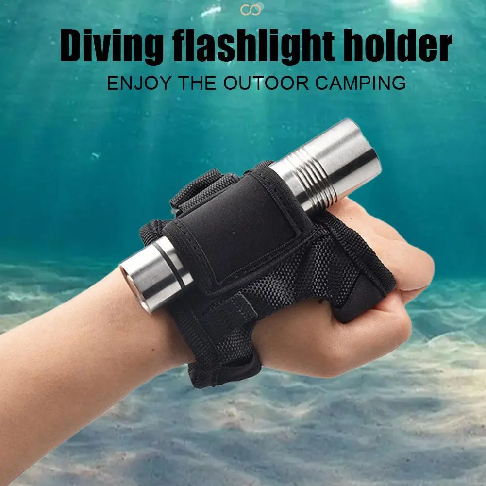 

Underwater Scuba Diving Dive LED Torch Flashlight Holder Soft Black Elastic Neoprene Hand Arm Mount Wrist Strap Glove Hand Free