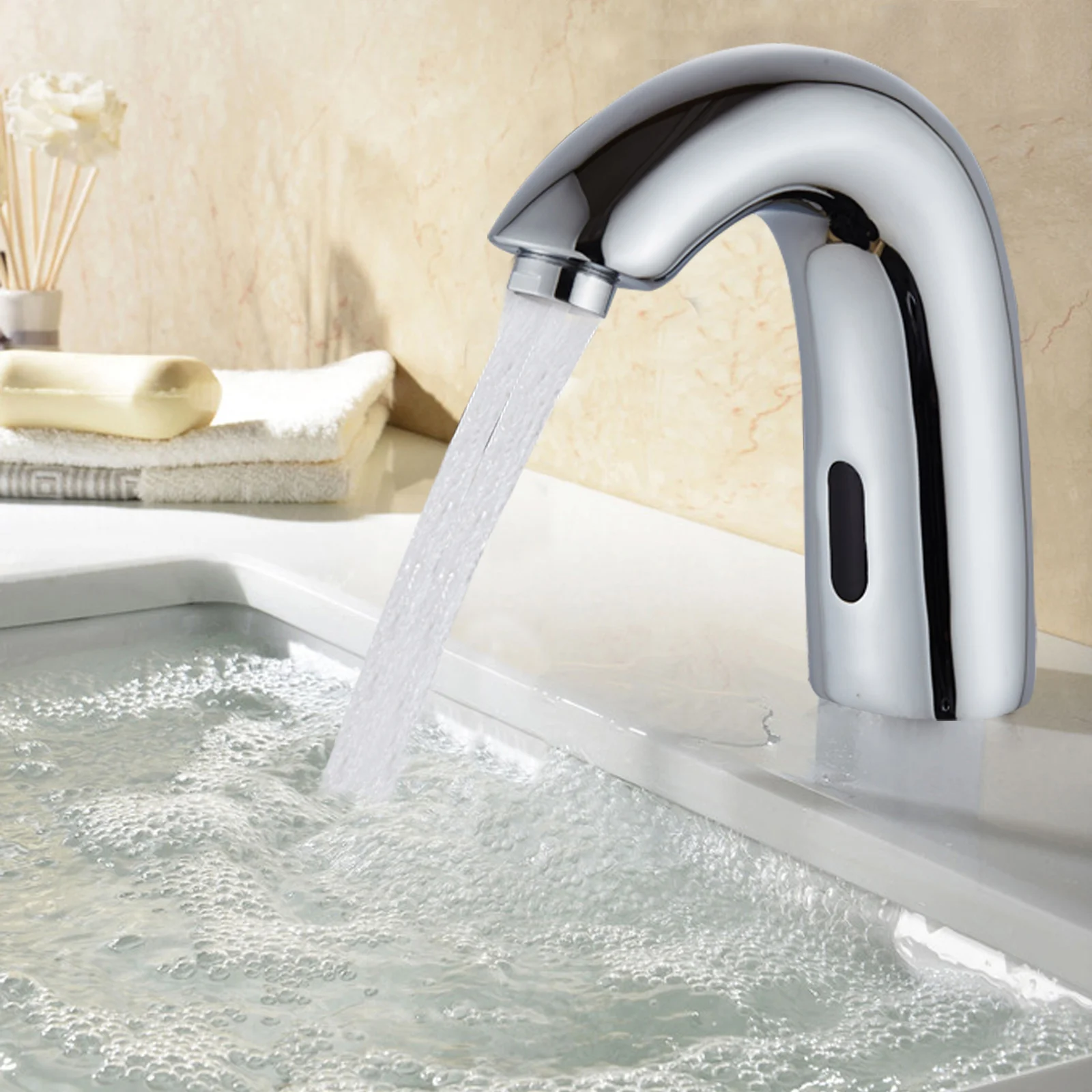 

Touchless Sensor Basin Faucet Brass Smart Bathroom Sink Faucet Grey Sense Hot Cold Water Mixer Tap