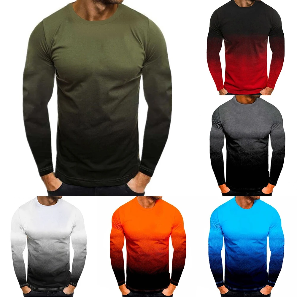 Mens Casual Gradient Long Sleeve T-shirts Loose Slim Fit Tee Round Neck Muscle Blouse Shirt Pullover Tops T-shirt Men Clothing
Mens Casual Gradient Long Sleeve T-shirts Loose Slim Fit Tee Round Neck Muscle Blouse Shirt Pullover Tops T-shirt Men Clothing