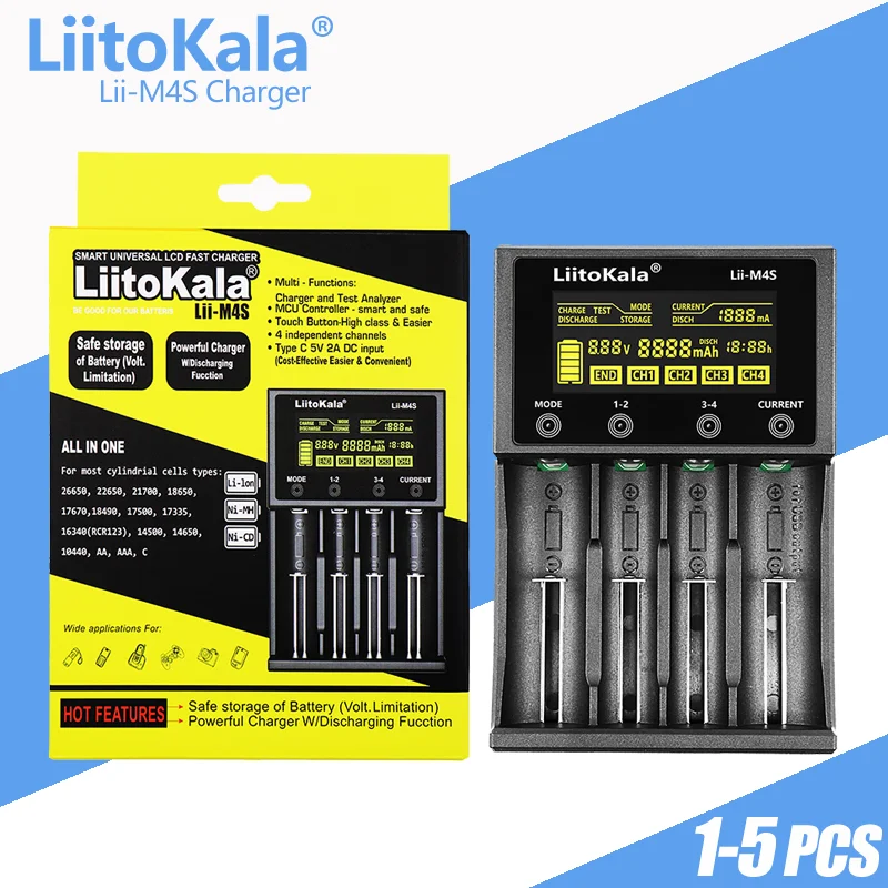 1-5 шт., зарядное устройство LiitoKala для аккумуляторов 21700, 18650, 18350, 26650, RCR123, 16340, 14500 в, 3,7 в, Ni-MH, Ni-Cd, USB, умное зарядное устройство
1-5 шт., зарядное устройство LiitoKala для аккумуляторов 21700, 18650, 18350, 26650, RCR123, 16340, 14500 в, 3,7 в, Ni-MH, Ni-Cd, USB, умное зарядное устройство
