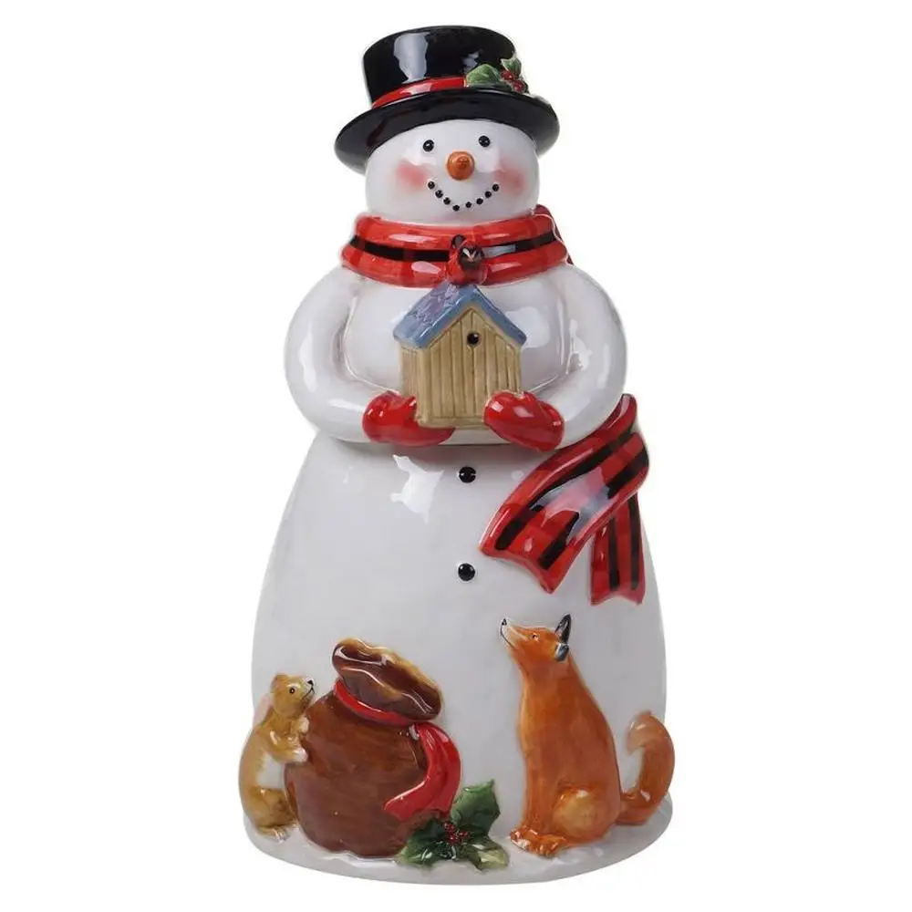 

72oz Christmas Snowman Cookie Jar Earthenware Handwash Mixes Matches Magic Winter Blessings Plaid Season Scenes Susan Winget