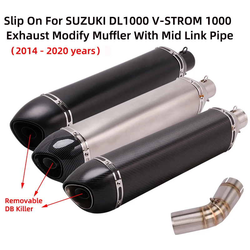 Slip On For SUZUKI DL1000 V-STROM 1000 2014-2020 Mororcycle Exhaust Escape System Modify Carbon Fiber Muffler With Mid Link Pipe 
Slip On For SUZUKI DL1000 V-STROM 1000 2014-2020 Mororcycle Exhaust Escape System Modify Carbon Fiber Muffler With Mid Link Pipe