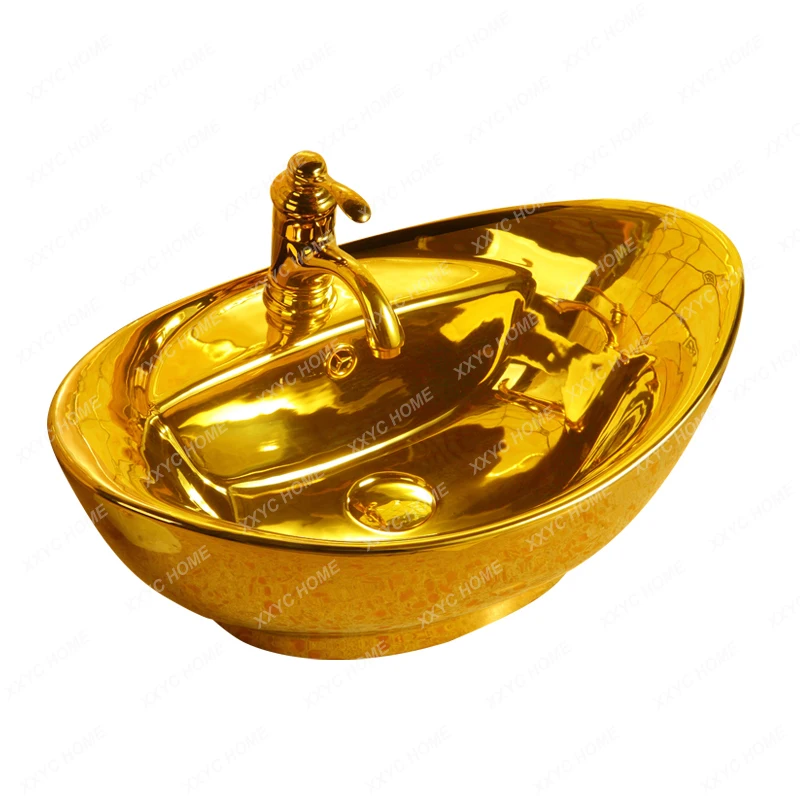Gold-Plated Washbasin Tuhao Gold Table Basin Wash Basin Basin Oval Ingot Gold Table Basin Bathroom
Gold-Plated Washbasin Tuhao Gold Table Basin Wash Basin Basin Oval Ingot Gold Table Basin Bathroom
