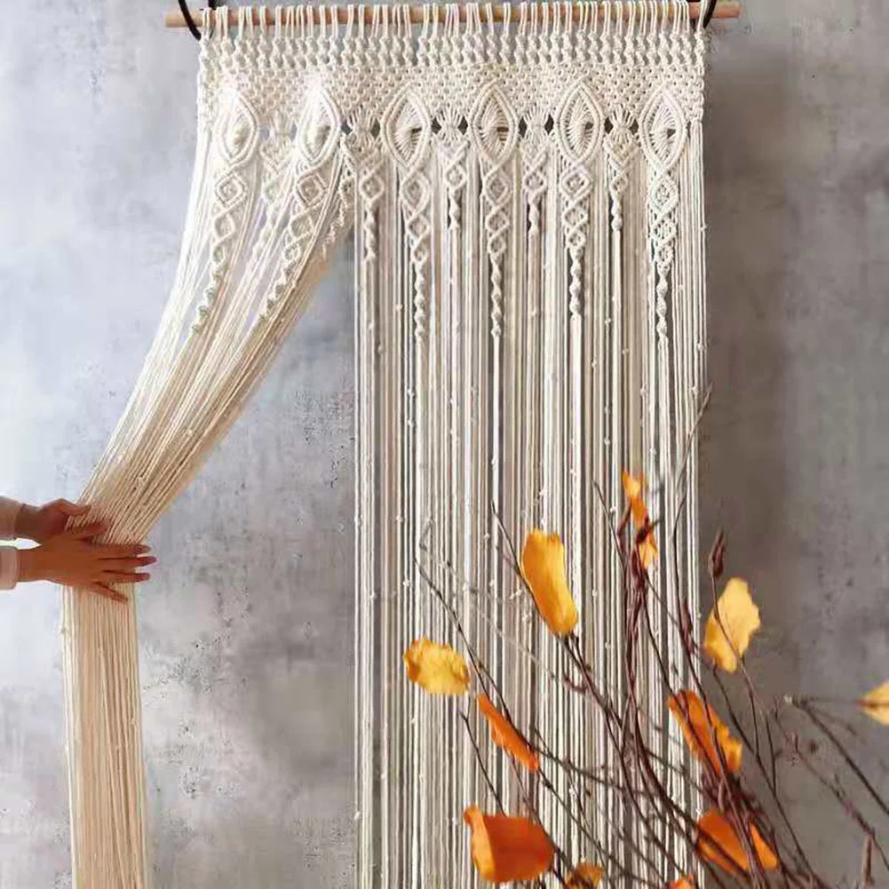 Hand Woven Cotton Door Curtain - Beige Wedding Tapestry 7 S376e590c6dfd4ff2adbe6a874b1c79d7R