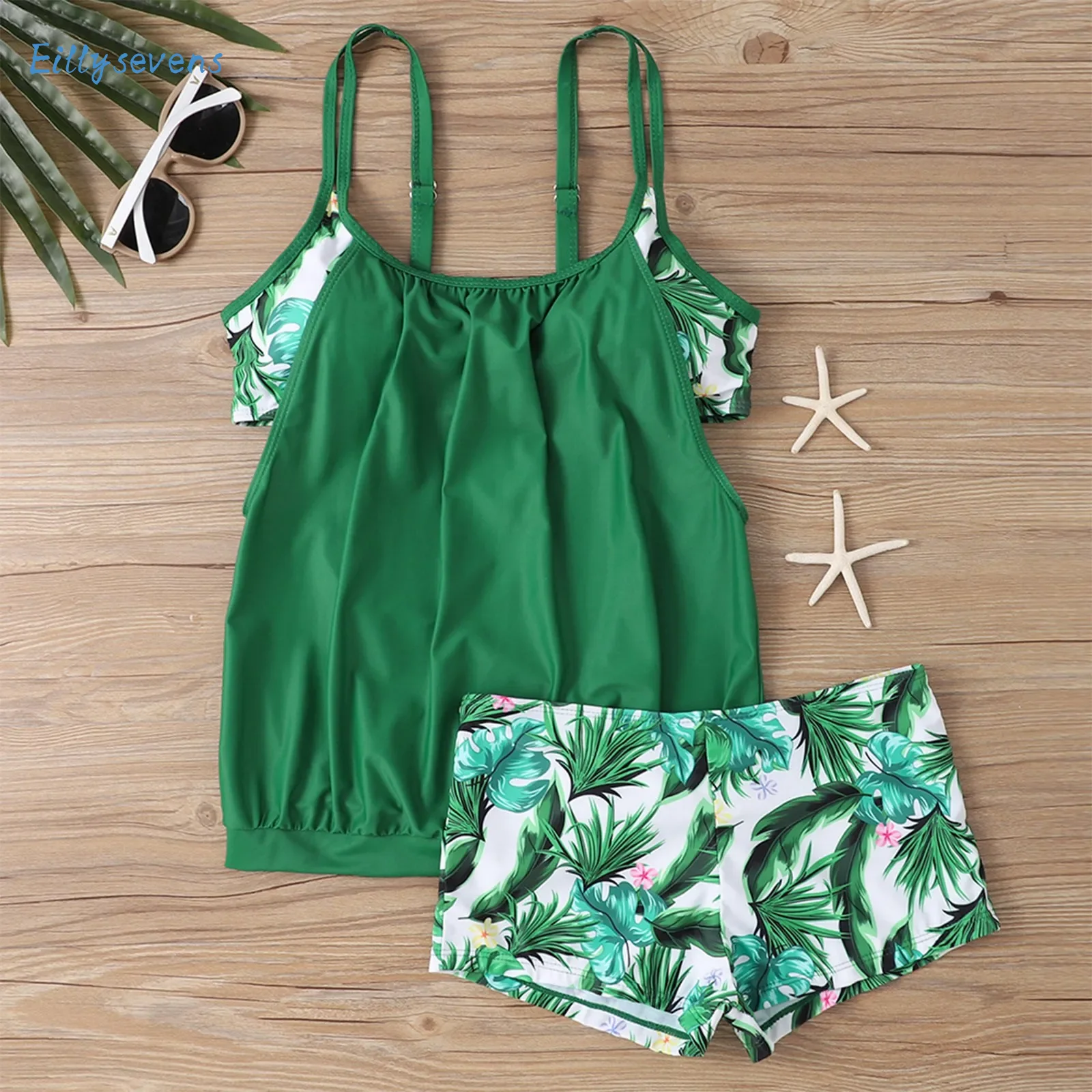 Женский купальник из двух предметов, Облегающая майка с рисунком в стиле пэчворк, шорты, повседневный костюм для отпуска
Женский купальник из двух предметов, Облегающая майка с рисунком в стиле пэчворк, шорты, повседневный костюм для отпуска