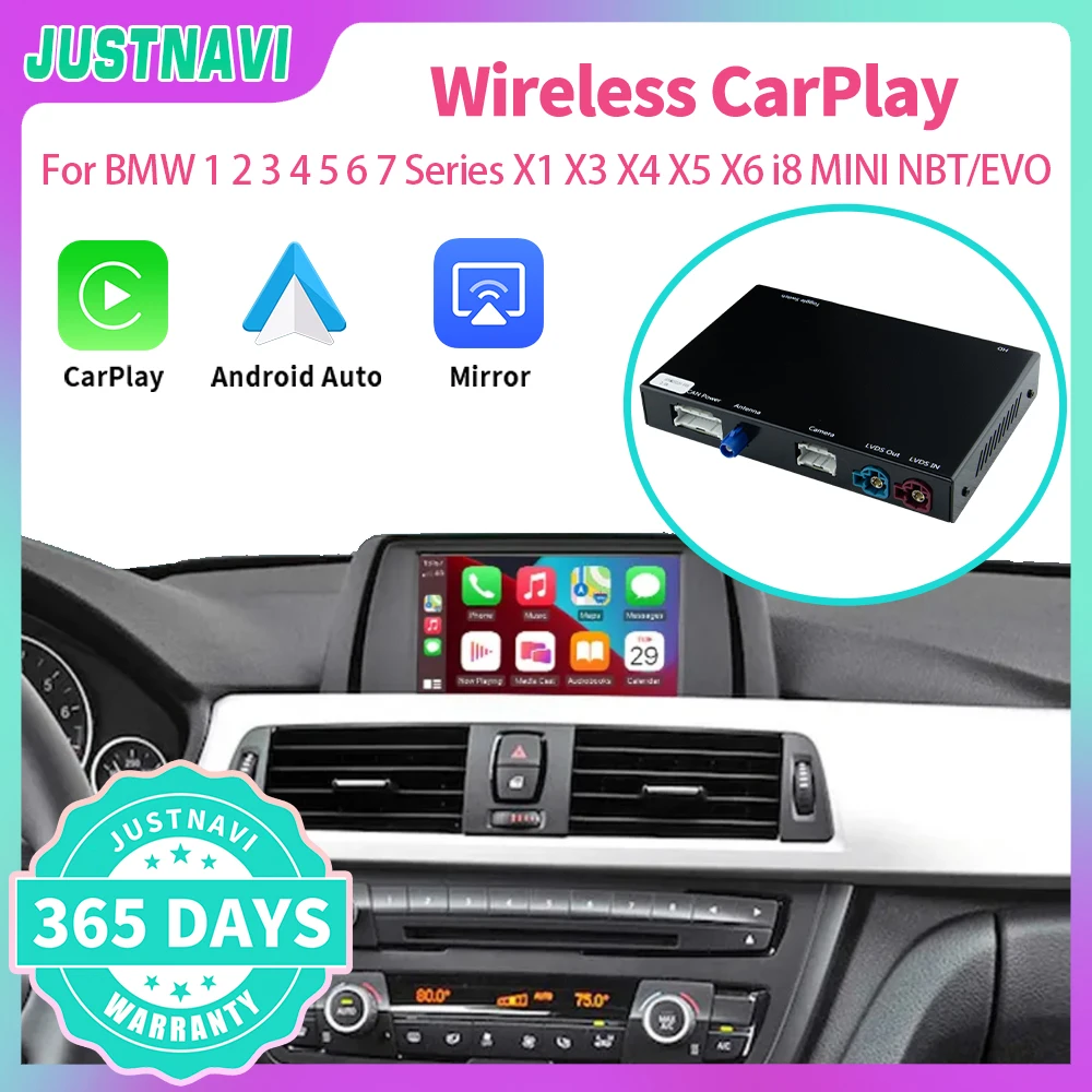 

JUSTNAVI Wireless CarPlay For BMW 1 2 3 4 5 6 7 Series X1 X3 X4 X5 X6 MINI F56 F15 F16 F25 F26 F48 F01 F10 F22 F20 F30 F32 Car