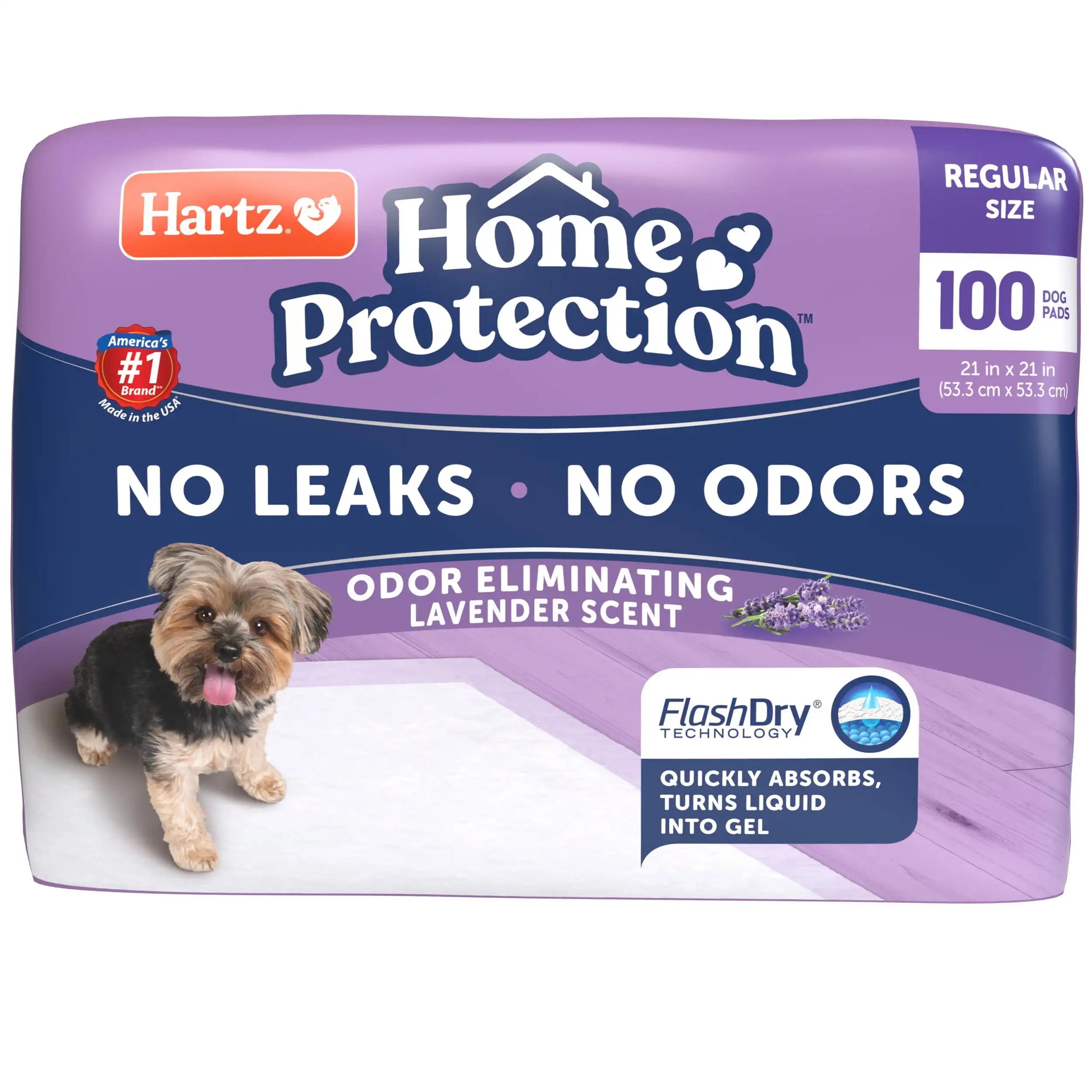 Home Protection Lavender Scent Odor-Eliminating Dog Pads, Regular Size, 21 in x 21 in, 100ct
Home Protection Lavender Scent Odor-Eliminating Dog Pads, Regular Size, 21 in x 21 in, 100ct