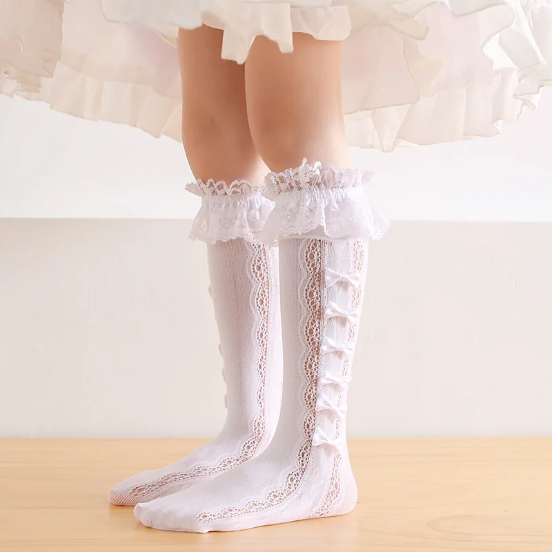 Носки принцессы для девочек, милые детские чулки средней длины, летние тонкие дышащие кружевные модные повседневные студенческие Детские носки с бантом 
Носки принцессы для девочек, милые детские чулки средней длины, летние тонкие дышащие кружевные модные повседневные студенческие Детские носки с бантом