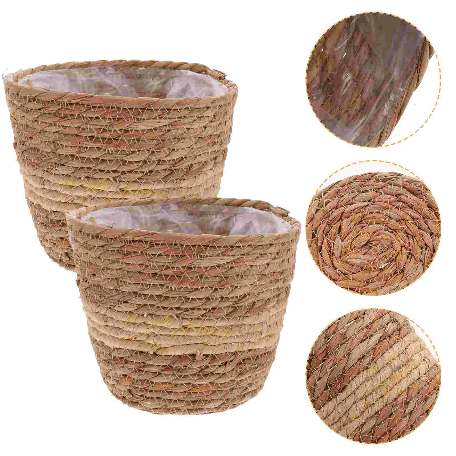 Straw Flower Pot Woven Indoor Plants Household Cattail Grass Basket with Liner Home Decor
Straw Flower Pot Woven Indoor Plants Household Cattail Grass Basket with Liner Home Decor