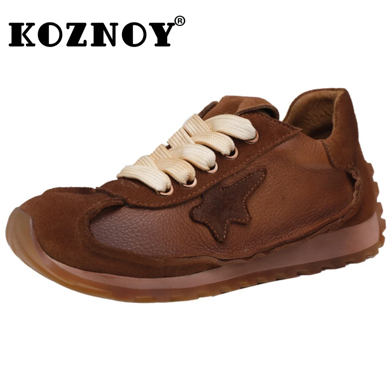 

Koznoy 3cm Cow Suede Genuine Leather Summer Flats Autumn Spring Casual Loafer Women Vintage Ethnic Chunky Sneaker Comfy Shoes