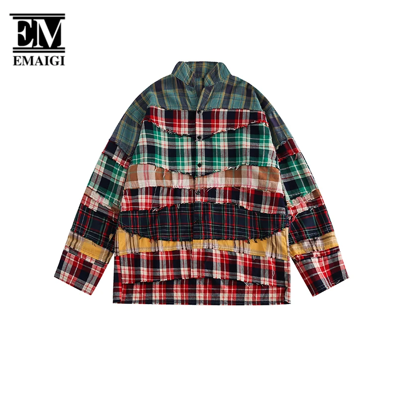 Plaid Splice Cityboy Streetwear Shirts Men Hip Hop Loose Casual Vintage Long Sleeve Oversize Shirts Women Blouses Autumn Spring
Plaid Splice Cityboy Streetwear Shirts Men Hip Hop Loose Casual Vintage Long Sleeve Oversize Shirts Women Blouses Autumn Spring