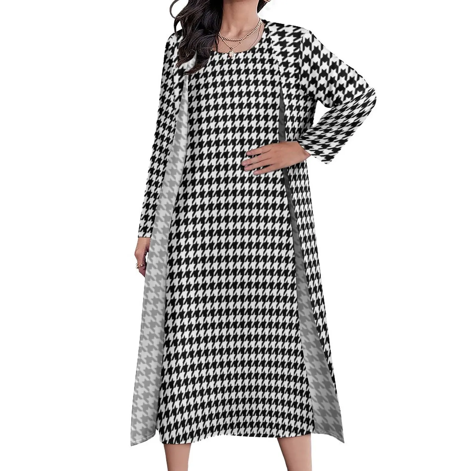 Black White Houndstooth Dress Trendy Deco Chic Pattern Elegant Maxi Dress Female Two Piece Street Fashion Bohemia Long Dresses
Black White Houndstooth Dress Trendy Deco Chic Pattern Elegant Maxi Dress Female Two Piece Street Fashion Bohemia Long Dresses