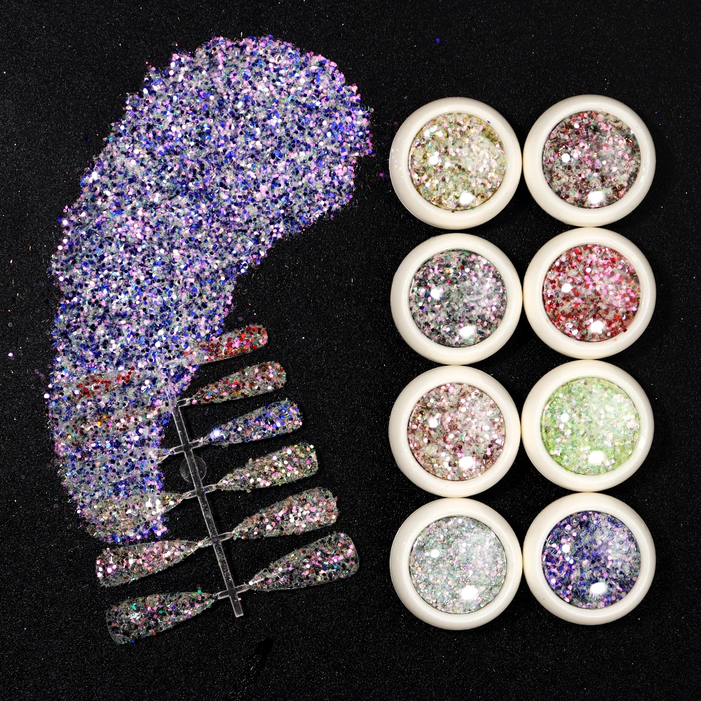 

1 Set 8Box Holographic Nail Glitter Nail Art Pigment DIY Flakes Nail Art Decorations Dust Manicure Sequins For Nail Supplies