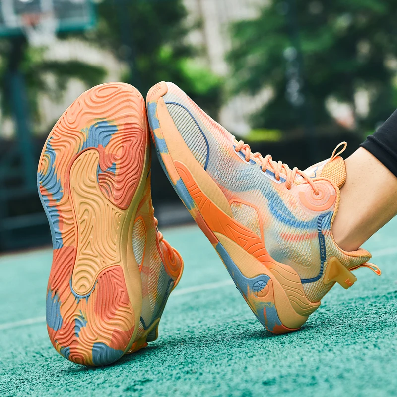 Tênis de basquete para homens de borracha anti deslizamento sola macia malha sapatos esportivos amortecimento alto macio ao ar livre tribunal sapatos de basquete homem Tenis de Basquete Upside-Down Cano Alto
