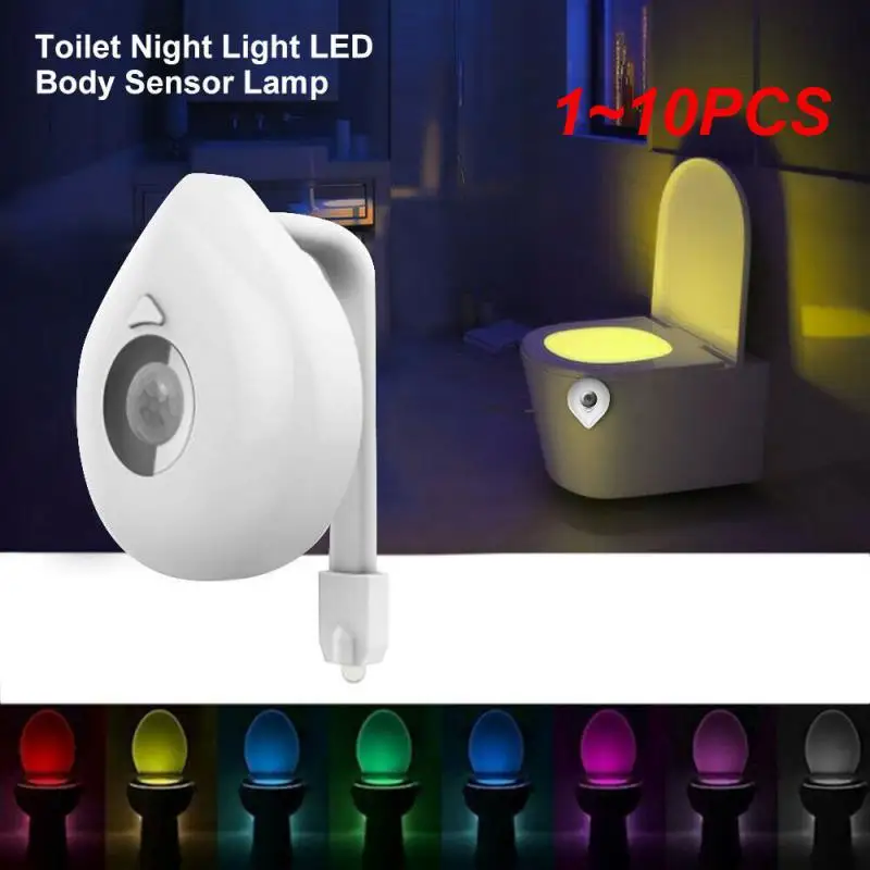 

1~10PCS Toilet Night Light PIR Motion Sensor 8 Colours Toilet Bowl Backlight Motion Sensor Night Light WC Sensor Light Bathroom