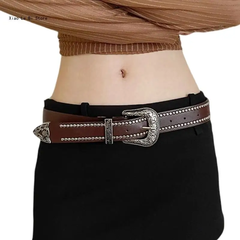 Пояс из искусственной кожи с заклепками, регулируемая пряжка, пояс для женщин, джинсовая юбка для девочек, пальто, декоративный 
Пояс из искусственной кожи с заклепками, регулируемая пряжка, пояс для женщин, джинсовая юбка для девочек, пальто, декоративный