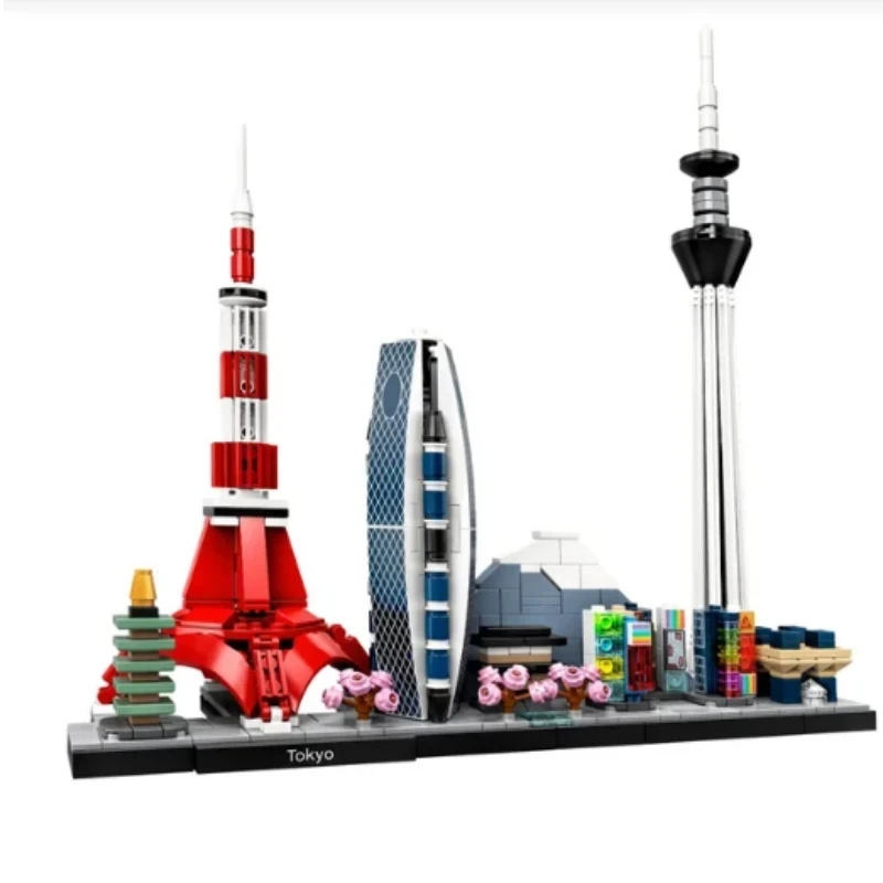 

Tokyo Singapore Las Vegas London Dubai City Architecture Skyline Building Blocks SEt With LED Street View Bricks Toys For Kids