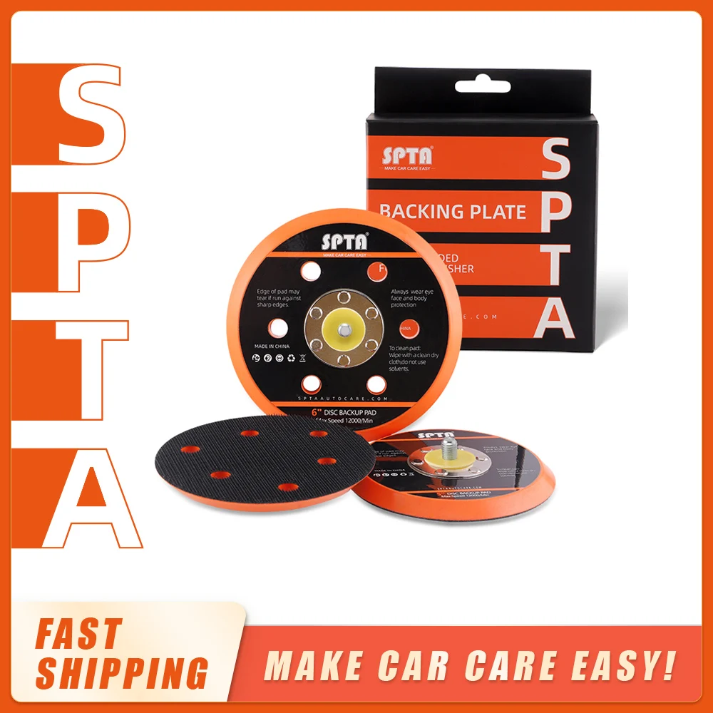 

SPTA 1Pc 5"(125mm) 6"(150mm) Backer Backing Plate Pad Polishing Backing Plate Hook Loop For Air Sander Dual Action Car Polisher