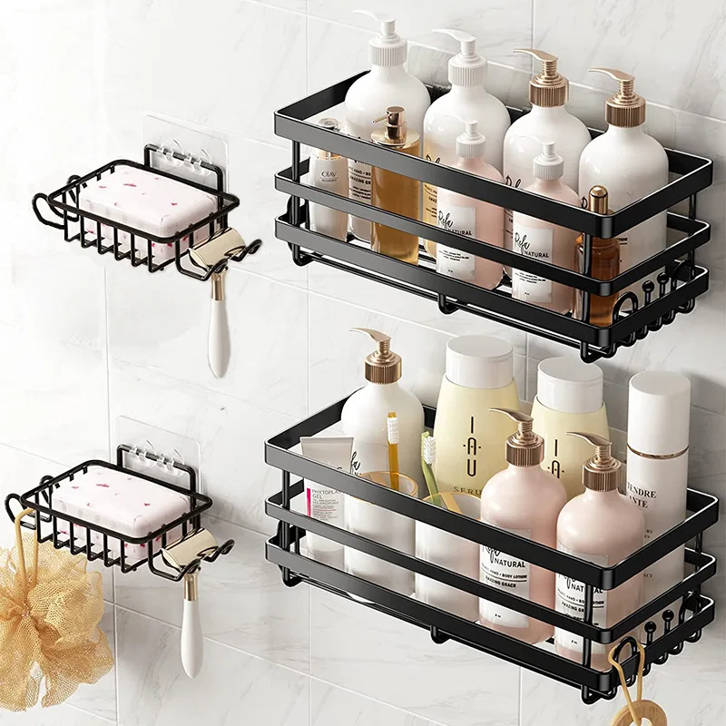 

Bathroom Shelves Bathroom Accessories Organizers Wall-mounted Storage Brackets Metal Shelves Without Punching Holes Shelves