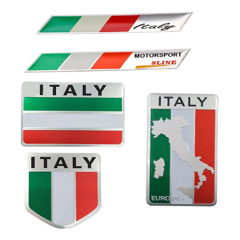 

Алюминиевая 3D металлическая наклейка с итальянским флагом, эмблема, значок, наклейка для украшения автомобиля
