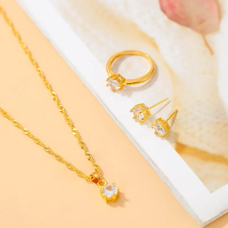 4PCS Set Gold-Color Simple Jewelry Set Of Ring Earrings And Pendant Necklace For Women Elegance Exquisite Jewelry Set 4 Mallzona S378726c4924940dcaee33ff721106a41T 4PCS Set Gold-Color Simple Jewelry Set Of Ring Earrings And Pendant Necklace For Women Elegance Exquisite Jewelry Set Mallzona
