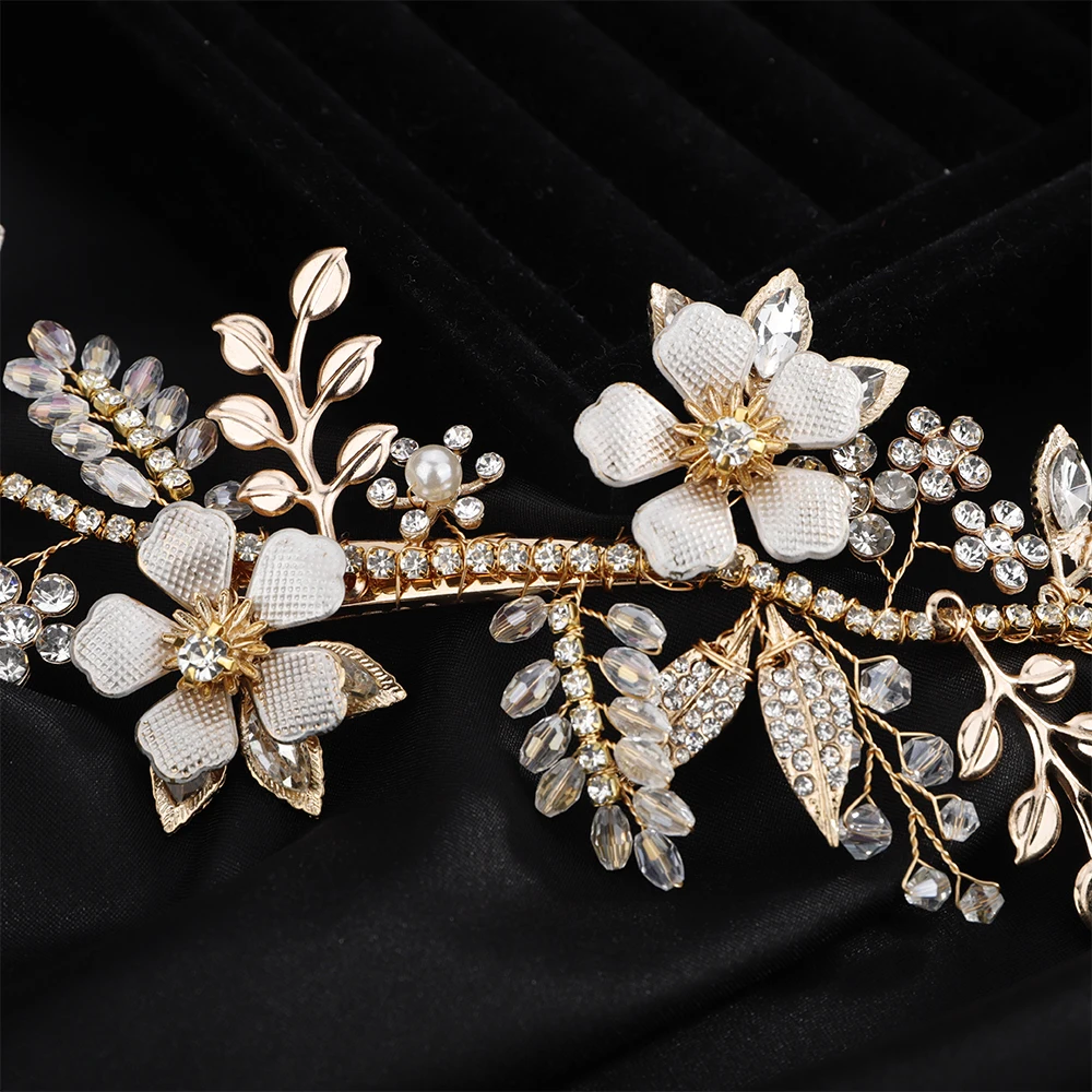 Gold Rhinestone Flower Leaves Wedding Hair Accessories Crystal Bridal Hair Clips Fashion Bride Headpiece Party Headdress Tiaras 11 S3789877edef845cd9ce73fb7f0b038b5s