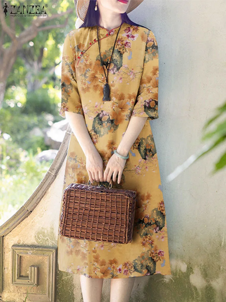 ZANZEA Summer Bohemian Holiday Dress Women Vintage Short Sleeve Floral Printed Vestidos Elegant Party Work Sundress Midi Robe
ZANZEA Summer Bohemian Holiday Dress Women Vintage Short Sleeve Floral Printed Vestidos Elegant Party Work Sundress Midi Robe