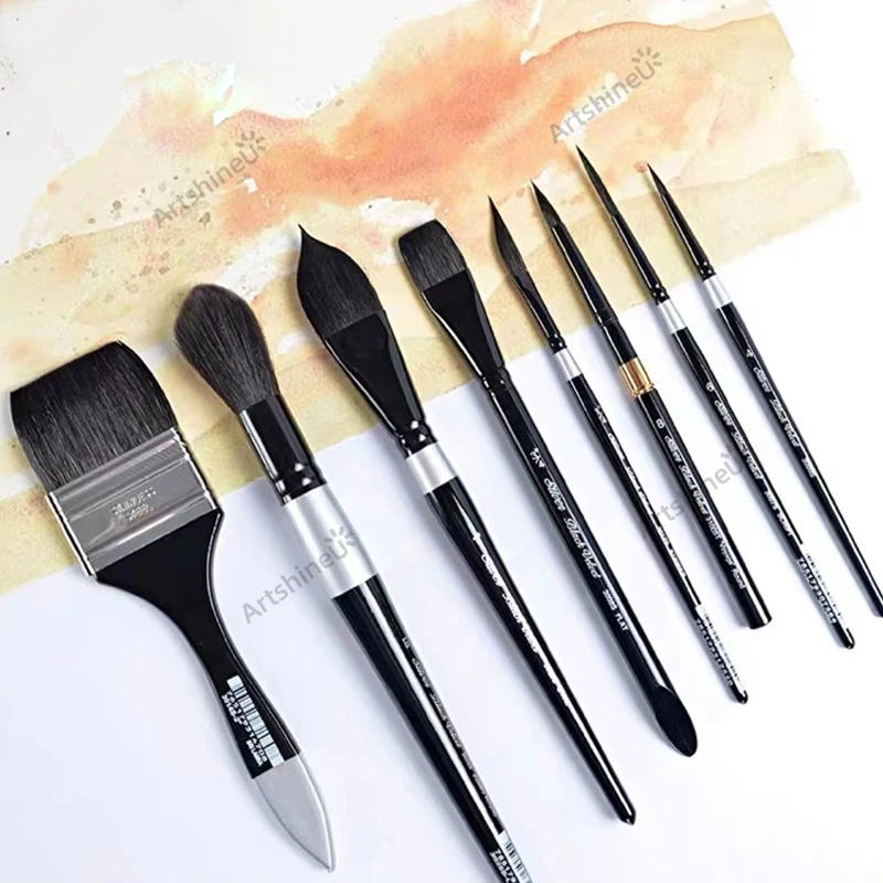 

Black Velvet Watercolor Brush 1 Pcs Squirrel Hair Mop Brush Round Pointed Artist Pen For Water Color Gouache Acrylic Painting