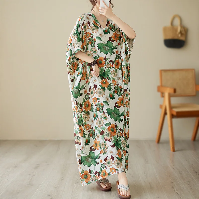 X2049 Summer Large Size Dress For Women V Neck Retro Green Flower Print Short Sleeve Long Dresses
X2049 Summer Large Size Dress For Women V Neck Retro Green Flower Print Short Sleeve Long Dresses