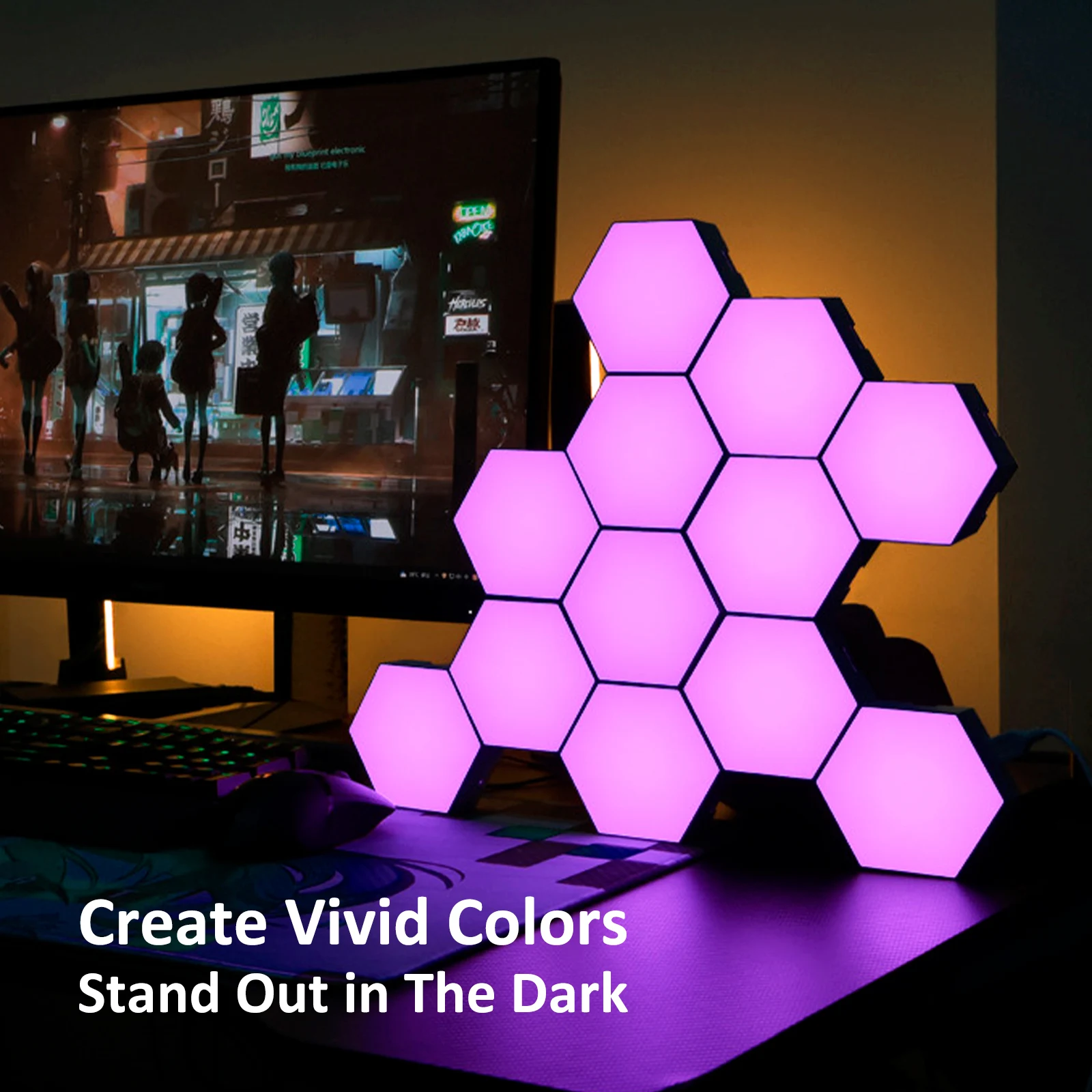 LED Hexagon Wall Light Smart Modular DIY RGB Honeycomb Light with APP Remote Control and Music Sync for Game Room Bluetooth App
LED Hexagon Wall Light Smart Modular DIY RGB Honeycomb Light with APP Remote Control and Music Sync for Game Room Bluetooth App