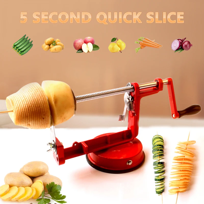 

Kitchen Twisted Potato Apple Slicer Vegetable Spiralizer Stainless Steel Manual Spiral French Fry Potato Cutter Cooking Tools