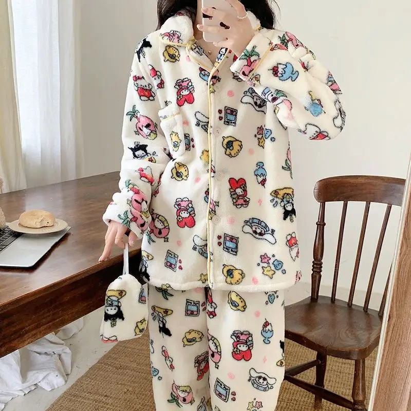 Hello Kitty Sanrio Cinnamoroll Cartoon Anime Kawaii Coral Fleece Pajamas Sweet Girl Winter Thicken Keep Warm Tracksuit Suit 23
Hello Kitty Sanrio Cinnamoroll Cartoon Anime Kawaii Coral Fleece Pajamas Sweet Girl Winter Thicken Keep Warm Tracksuit Suit 23