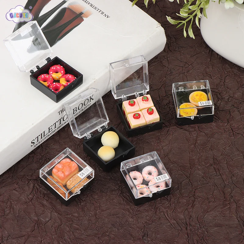 

1:12 Simulation Mini Cake Dollhouse Miniature Dessert Box Set Food Scene Model DIY Kitchen Food Toys Doll House Accessories