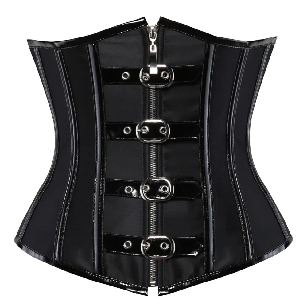 

Gothic Corsets And Bustiers Leather Underbust Corset Zipper Steel Boned Spiral Top Vintage Bustier Burlesque Plus Size