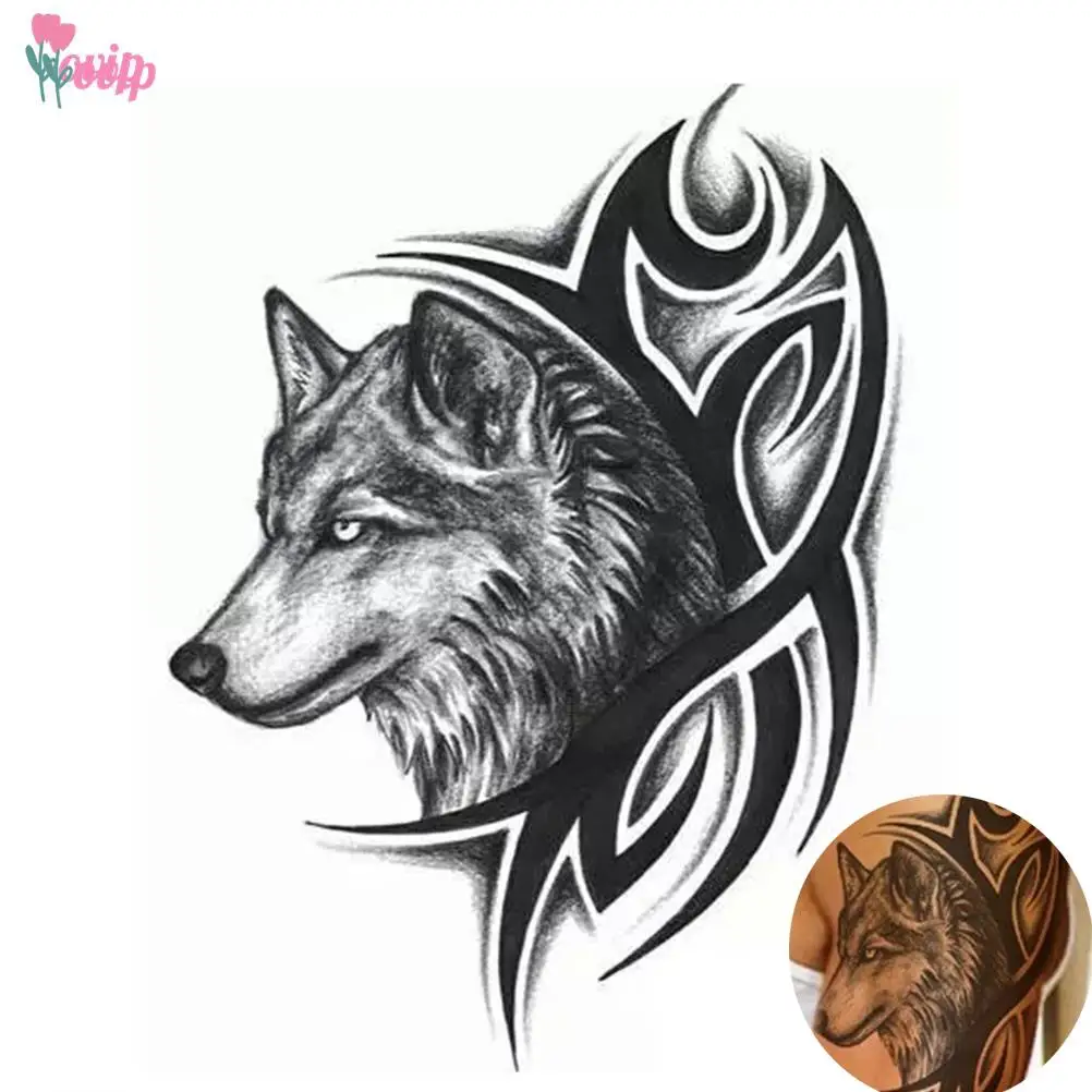 

New Hot Water Transfer Fake Tattoo Waterproof Temporary Safe Non-toxic Tattoo Stickers Men Women Wolf Tattoo Flash Tattoos