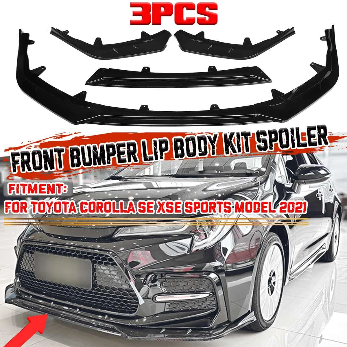 3x Black/Carbon Fiber Look Car Front Bumper Lip Body Kit Spoiler Protector Cover For Toyota For Corolla SE XSE Sports Model 2021
3x Black/Carbon Fiber Look Car Front Bumper Lip Body Kit Spoiler Protector Cover For Toyota For Corolla SE XSE Sports Model 2021