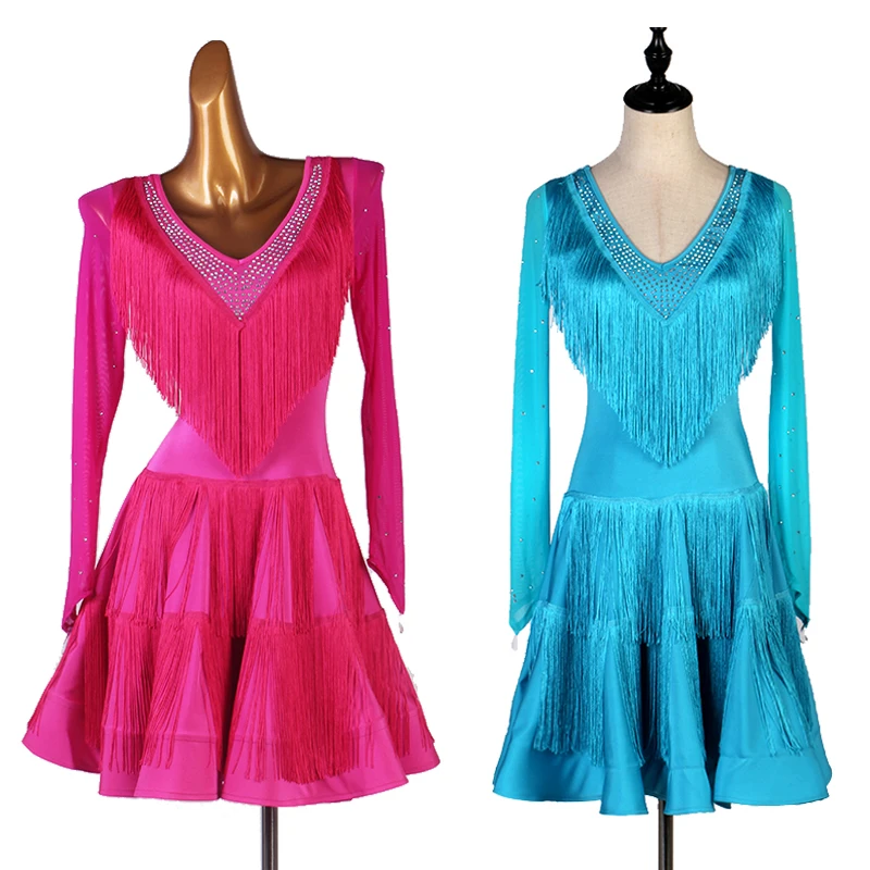 Latin Dance Competition Dress For Women Sexy V-Neck Rhinestone Fringe Dress Chacha Rumba Tango Latin Dance Performance Costumes
Latin Dance Competition Dress For Women Sexy V-Neck Rhinestone Fringe Dress Chacha Rumba Tango Latin Dance Performance Costumes