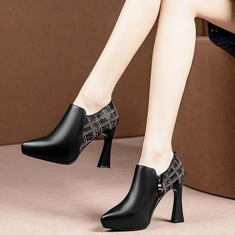 FHANCHU 2023 Cowhide Leather High Heels Shoes,Women Platform Pumps,Rhinestone,Pointed Toe,Side Zip,Black,Beige,34-40,Dropship
FHANCHU 2023 Cowhide Leather High Heels Shoes,Women Platform Pumps,Rhinestone,Pointed Toe,Side Zip,Black,Beige,34-40,Dropship