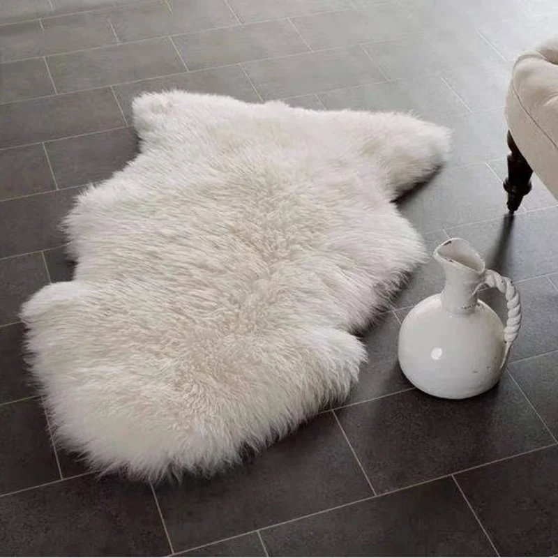 

soft Faux Fur Sheepskin Rug Fluffy Chair Cover Long Hair Children's Bedroom Mat Plush Wool Hairy Carpet Pad Seat Area Furry Rugs