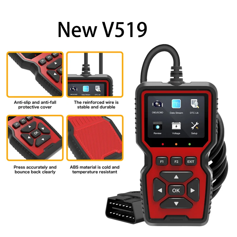 

V519 Automotive Fault Diagnosis Instrument OBD 2 elm327 Engine Fault Reading Data Battery Voltage Detection