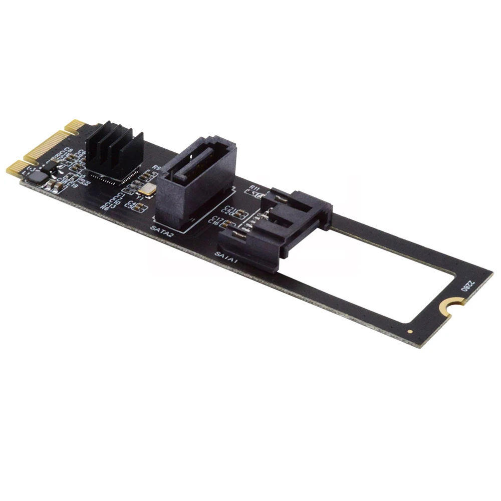 

Адаптер NGFF Key B + M PCI Express на SATA 3,0, 6 Гбит/с, два порта, вертикальный конвертер, жесткая Фотокарта JMB582