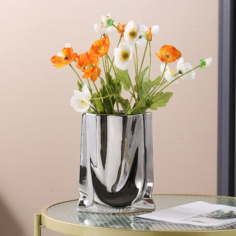 

Роскошная плиссированная керамическая ваза Advanced Sense светильник, креативное украшение для гостиной, телевизора, кабинета, крыльца, обеденного стола, Ins стиль или