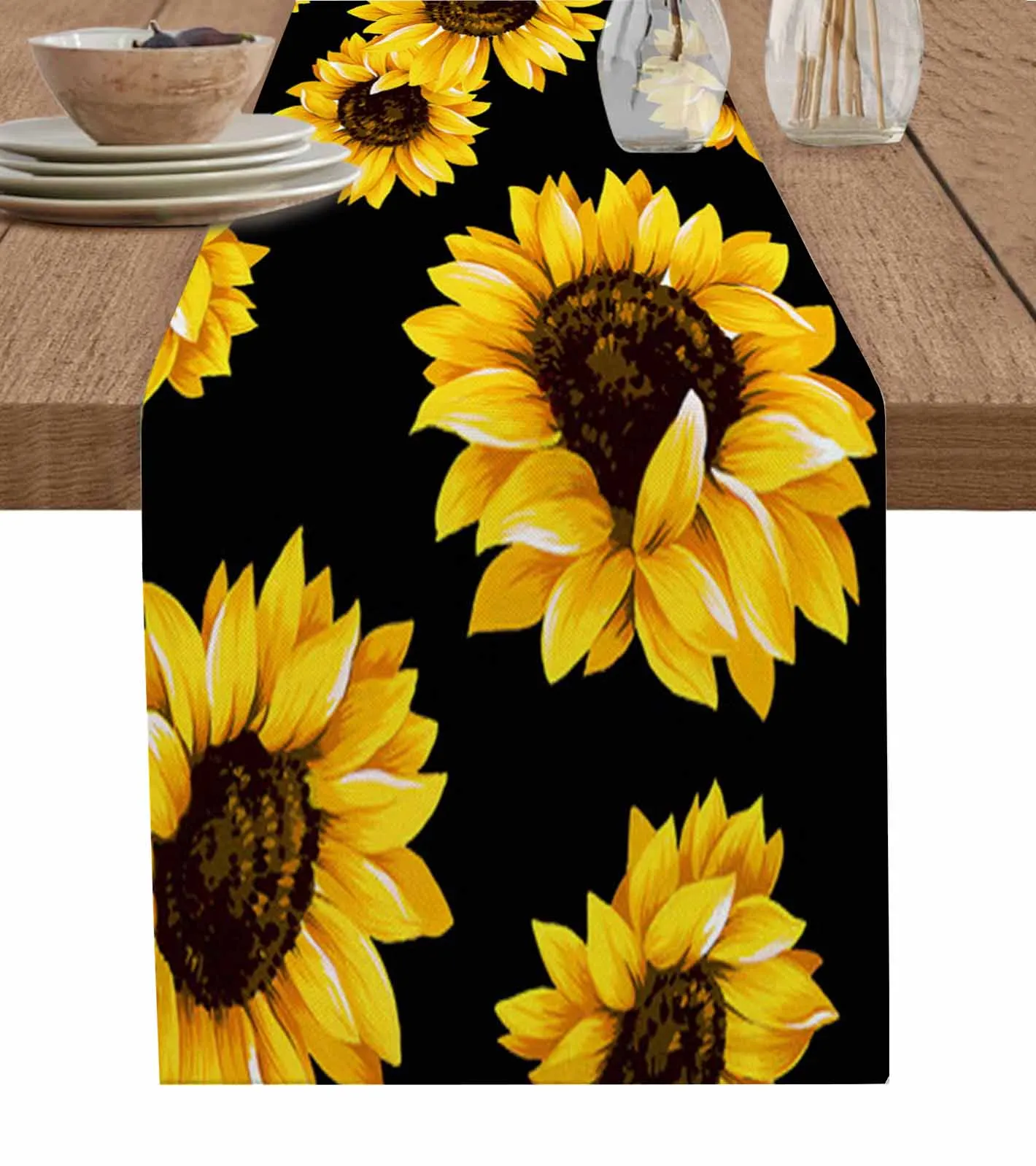 Plant Sunflower Flower Black Linen Table Runner Kitchen Table Decoration Farmhouse Dining Table Cloth Wedding Party Decor
Plant Sunflower Flower Black Linen Table Runner Kitchen Table Decoration Farmhouse Dining Table Cloth Wedding Party Decor