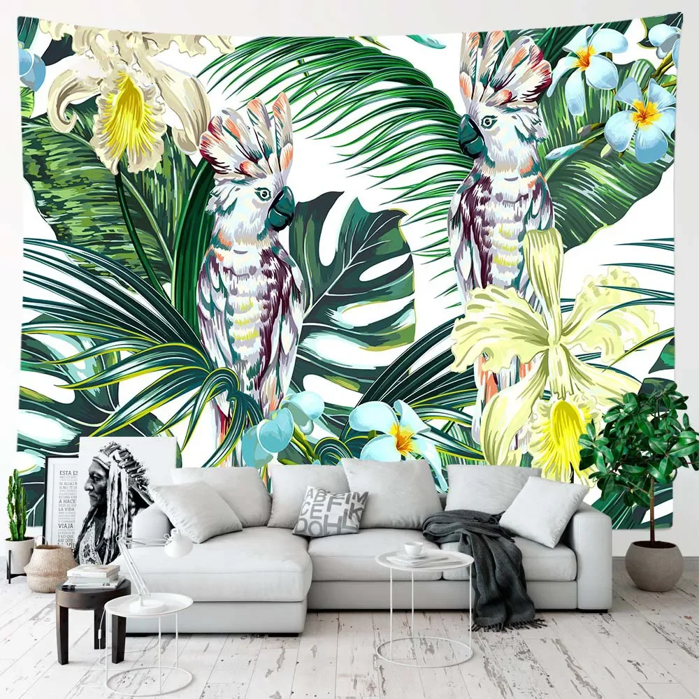 

Plant Tapestry Wall Hanging Room Decor Tropical Leaves Flower Landscape Tapestries Backdrop Bedroom Home Decoration Aesthetics