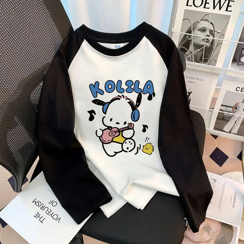 Sanrio Pochacco Kuromi Children's Autumn and Winter Clothing Pure Cotton Long Sleeved T-shirt 2023 New Women's Loose Base Shirt
Sanrio Pochacco Kuromi Children's Autumn and Winter Clothing Pure Cotton Long Sleeved T-shirt 2023 New Women's Loose Base Shirt