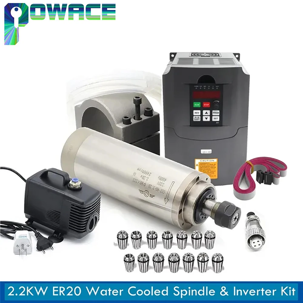 GDZ-80-2.2B 2.2KW ER20 Water Cooled Spindle Motor Cooling 80x213mm CNC Router Milling Kit With HY Inverter VFD Woodworking
GDZ-80-2.2B 2.2KW ER20 Water Cooled Spindle Motor Cooling 80x213mm CNC Router Milling Kit With HY Inverter VFD Woodworking